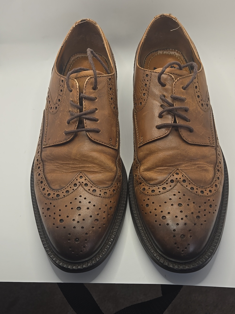 1901 Men's Oxford Genuine Leather Lace Up Wingtip Brown Dress Shoes Sz 10.5
